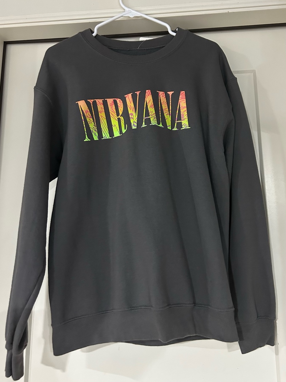 NIRVANA Gray Sweatshirt with Neon Yellow-Green-Pink Logo